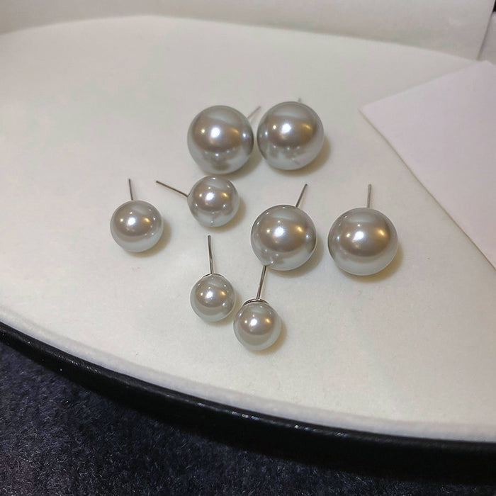 Faux Pearl Geometric Stud Earrings Light Luxury Round Vintage Elegant Jewelry Accessories