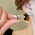 Faux Pearl Geometric Stud Earrings Light Luxury Round Vintage Elegant Jewelry Accessories view 4