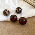 Round Resin Leopard Print Stud Earrings With Silver Pins Light Luxury Geometric Daily Jewelry view 3