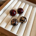 Round Resin Leopard Print Stud Earrings With Silver Pins Light Luxury Geometric Daily Jewelry view 1
