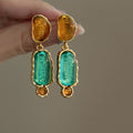 Light Luxury Resin Oval Geometric Irregular Pendant Drop Earrings With Silver Posts For Women view 3