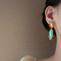 Light Luxury Resin Oval Geometric Irregular Pendant Drop Earrings With Silver Posts For Women view 2