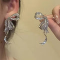 Copper Rhinestone Teardrop Tassel Drop Earrings Court Style Light Luxury Geometric Line Jewelry view 2