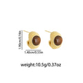 Luxury Gold Alloy Tiger Eye Stone Oval Curved Geometric Stud Earrings For Elegant Women's Fashion Earrings view 5