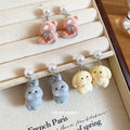 Cute Copper Stud Earrings With Flocked Rabbit Bear And Pearl Light Luxury Animal Design view 3