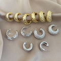 Acrylic Textured C Shape Stud Earring Jewelry Set Geometric Round European Minimalist Style view 3
