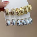 Acrylic Textured C Shape Stud Earring Jewelry Set Geometric Round European Minimalist Style view 1