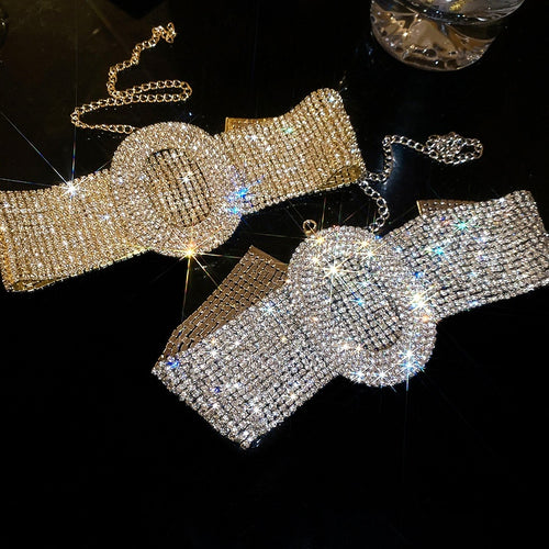 Light Luxury Oval Rhinestone Copper Choker Necklace For Women Court Style Statement Collarbone