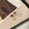 Vintage Amber Tiger Eye Acrylic Bead Gold Alloy Pendant Studs Elegant Light Luxury Drop Earrings view 3