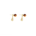 Vintage Amber Tiger Eye Acrylic Bead Gold Alloy Pendant Studs Elegant Light Luxury Drop Earrings view 5
