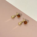 Vintage Amber Tiger Eye Acrylic Bead Gold Alloy Pendant Studs Elegant Light Luxury Drop Earrings view 4