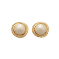 Minimalist Modern Gold Plated Crumpled Geometric Faux Pearl Stud Earrings With Silver Posts view 5