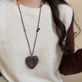 Ethnic Vintage Light Luxury Stone Beaded Little Horse Heart Pearl Sweater Necklace For Women view 4