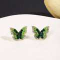 New Rhinestone Heart Bow Stud Earrings For Women, French Retro Green Fashion Ear Jewelry view 3