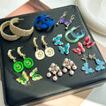 New Rhinestone Heart Bow Stud Earrings For Women, French Retro Green Fashion Ear Jewelry view 1