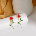 European French Romantic Tassel Rhinestone Flower Geometric Square Diamond Shape Stud Earrings view 4