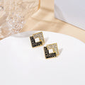 European French Romantic Tassel Rhinestone Flower Geometric Square Diamond Shape Stud Earrings view 3