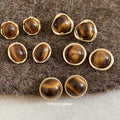 18K Gold Plated Resin Tiger Eye Look Round Geometric Stud Earrings For Women Maillard Style view 1