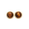18K Gold Plated Resin Tiger Eye Look Round Geometric Stud Earrings For Women Maillard Style view 5