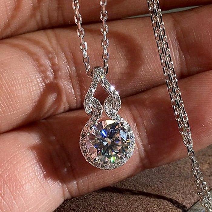 Light Luxury Gourd Pendant Necklace For Women, Four Prong Micro Pave Zircon Valentine Choker