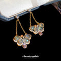 Vintage Crystal Butterfly Waterdrop Drop Earrings With Silver Pins Ethnic Light Luxury Dangle Jewelry view 3