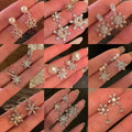 Light Luxury Snowflake Zircon Faux Pearl Stud Earrings With Silver Posts For Women view 1