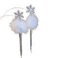Light Luxury Snowflake Zircon Faux Pearl Stud Earrings With Silver Posts For Women view 5
