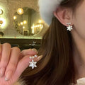 Light Luxury Snowflake Zircon Faux Pearl Stud Earrings With Silver Posts For Women view 4