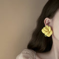 Sweet Luxury Flocked Flower Stud Earrings With Silver Needle Posts For Autumn Winter view 4