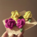 Sweet Luxury Flocked Flower Stud Earrings With Silver Needle Posts For Autumn Winter view 1