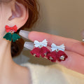 Light Luxury Faux Pearl Christmas Tree Snowflake Rhinestone Stud Earrings view 2