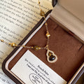 18K Gold Plated Copper Tiger Eye Gourd Pendant Necklace, Maillard Style Light Luxury Clavicle Chain view 2