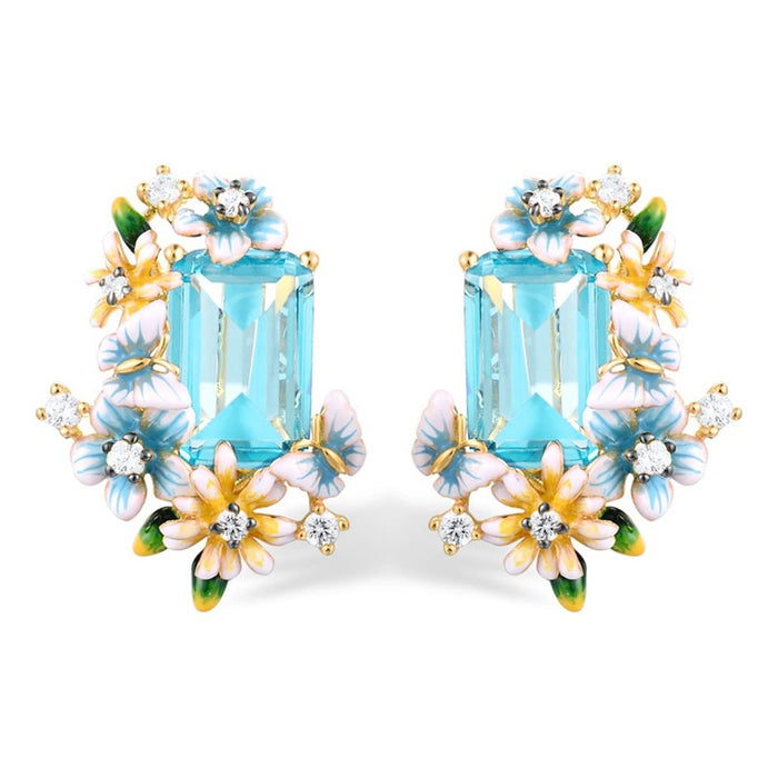 Delicate Enamel Daisy Ear Cuffs For Women Forest Style Geometric Fresh Fashion Jewelry Earrings