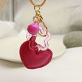 Metal Heart Pearl Chain Keychain Bag Charm Car Gift view 3