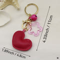 Metal Heart Pearl Chain Keychain Bag Charm Car Gift view 2