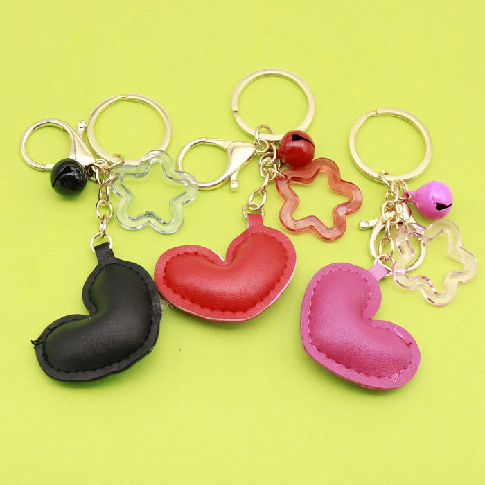 Metal Heart Pearl Chain Keychain Bag Charm Car Gift