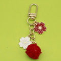 Metal Flower Letter Pom Pom Keychain Fresh Bag Charm Gift view 4