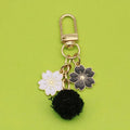 Metal Flower Letter Pom Pom Keychain Fresh Bag Charm Gift view 6