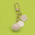 Metal Flower Letter Pom Pom Keychain Fresh Bag Charm Gift view 3