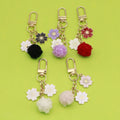 Metal Flower Letter Pom Pom Keychain Fresh Bag Charm Gift view 1