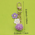 Metal Flower Letter Pom Pom Keychain Fresh Bag Charm Gift view 2