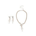 Copper Zircon Butterfly Tassel Necklace And Stud Earrings Jewelry Set For Women view 5