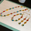 Vintage Dopamine Oval Resin Bracelet Necklace Ear Hook Jewelry Set For Women view 3