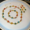 Vintage Dopamine Oval Resin Bracelet Necklace Ear Hook Jewelry Set For Women view 1