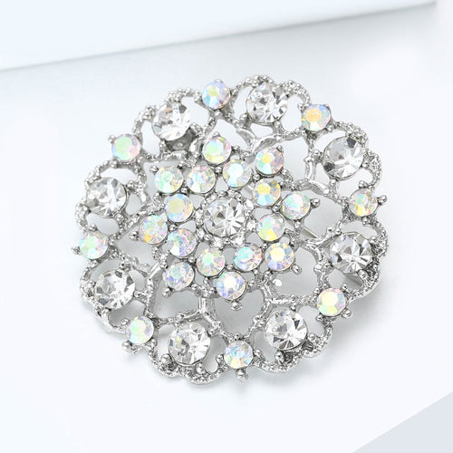 Alloy Rhinestone Sunflower Brooch Pin For Dresses And Suits – White Gold White