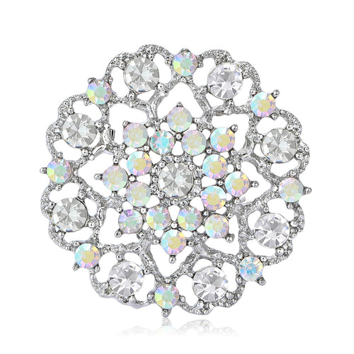 Alloy Rhinestone Sunflower Brooch Pin For Dresses And Suits – White Gold White