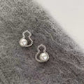 Light Luxury Gray Faux Pearl Geometric Stud Earrings With Silver Posts For Women view 4