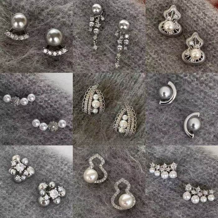 Light Luxury Gray Faux Pearl Geometric Stud Earrings With Silver Posts For Women