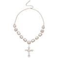 Light Luxury Resin Rhinestone Cross Pendant Sweater Necklace Vintage Collarbone Jewelry For Women view 5