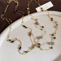 Vintage Tiger Eye Beaded Layered Sweater Necklace With Geometric Round Light Luxury Design view 2
